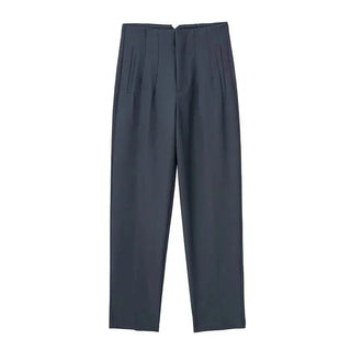 Maryanne - Formelle Cropped - Hose - Hochtaillierter Stil - Stoffhosen - Grau - Müller Mode