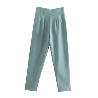 Maryanne - Formelle Cropped - Hose - Hochtaillierter Stil - Stoffhosen - Grün - Müller Mode