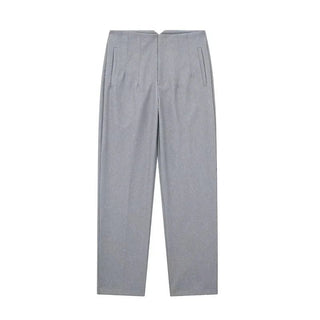 Maryanne - Formelle Cropped - Hose - Hochtaillierter Stil - Stoffhosen - Hellgrau - Müller Mode