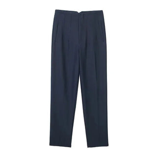 Maryanne - Formelle Cropped - Hose - Hochtaillierter Stil - Stoffhosen - Königsblau - Müller Mode