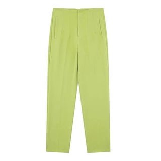 Maryanne - Formelle Cropped - Hose - Hochtaillierter Stil - Stoffhosen - Limette - Müller Mode