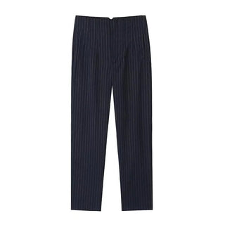 Maryanne - Formelle Cropped - Hose - Hochtaillierter Stil - Stoffhosen - Schwarzer Streifen - Müller Mode