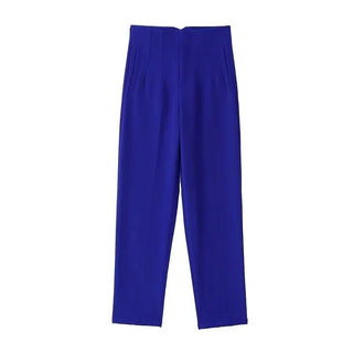 Maryanne - Formelle Cropped - Hose - Hochtaillierter Stil - Stoffhosen - Tiefblau - Müller Mode
