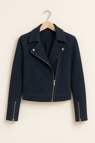 Mathilde Bikerjacke aus Wildlederimitat - Leichte Jacken - Blau - Müller Mode