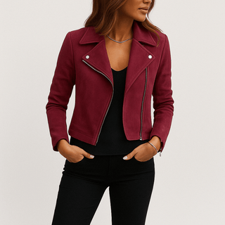 Mathilde Bikerjacke aus Wildlederimitat - Leichte Jacken - Blau - Müller Mode