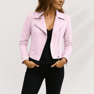 Mathilde Bikerjacke aus Wildlederimitat - Leichte Jacken - Rot - Müller Mode