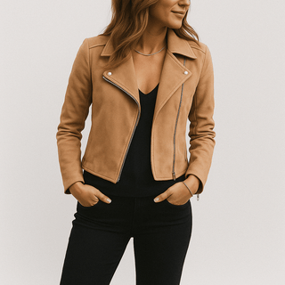 Mathilde Bikerjacke aus Wildlederimitat - Leichte Jacken - Grün - Müller Mode