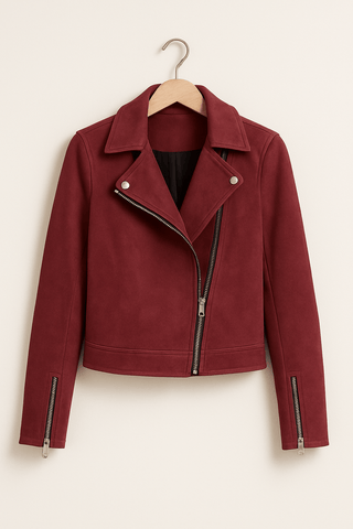 Mathilde Bikerjacke aus Wildlederimitat - Leichte Jacken - Rot - Müller Mode