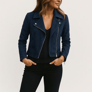 Mathilde Bikerjacke aus Wildlederimitat - Leichte Jacken - Schwarz - Müller Mode