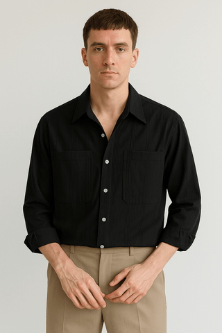 Matthew Hemd mit Streifen und Langarm - Hemden - Schwarz - Müller Mode