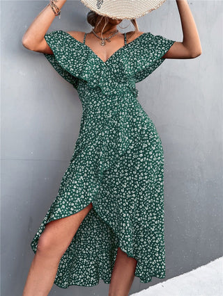 Maya - Kleid - Blumen und Off - Shoulder - Kleider - Grün - Müller Mode