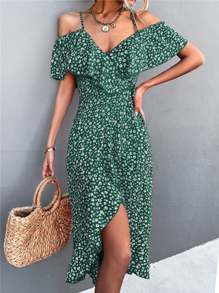 Maya - Kleid - Blumen und Off - Shoulder - Kleider - Grün - Müller Mode