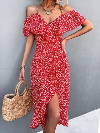 Maya - Kleid - Blumen und Off - Shoulder - Kleider - Rot - Müller Mode