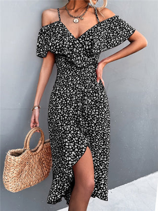 Maya - Kleid - Blumen und Off - Shoulder - Kleider - Schwarz - Müller Mode