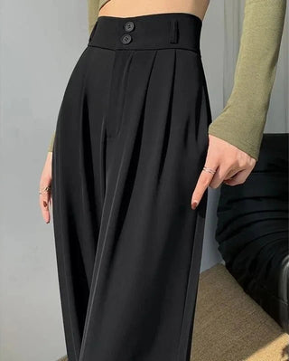 Mayla - Formelle Hose mit weitem Bein - Stil mit hoher Taille - Stoffhosen - Schwarz - Müller Mode