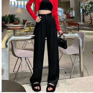 Mayla - Formelle Hose mit weitem Bein - Stil mit hoher Taille - Stoffhosen - Schwarz - Müller Mode