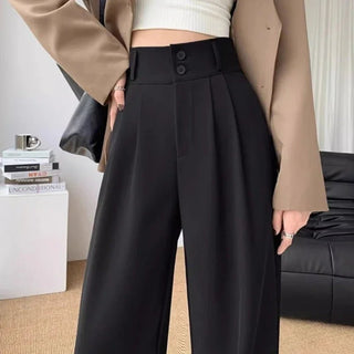 Mayla - Formelle Hose mit weitem Bein - Stil mit hoher Taille - Stoffhosen - Schwarz - Müller Mode