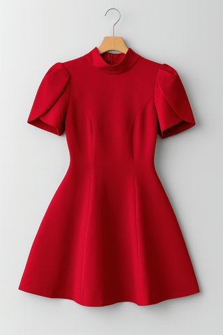 Michelle Strukturiertes Minikleid mit Puffärmeln - Kleider - Rot - Müller Mode