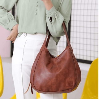 Naoko - Leder - Schultertasche - Geräumiges Inneres - Schultertaschen - Braun - Müller Mode