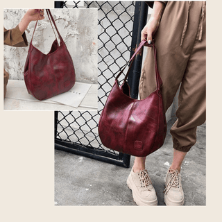 Naoko - Leder - Schultertasche - Geräumiges Inneres - Schultertaschen - Weinrot - Müller Mode