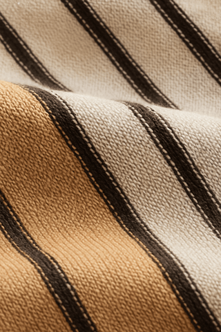 Nathan Strickpoloshirt Kurzarm mit Streifen - Polos - Beige - Müller Mode