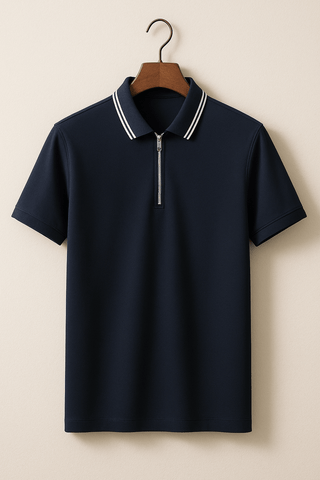 Nathaniel Poloshirt mit Reißverschluss - Polos - Blau - Müller Mode