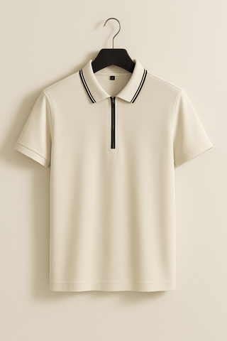 Nathaniel Poloshirt mit Reißverschluss - Polos - Weiß - Müller Mode