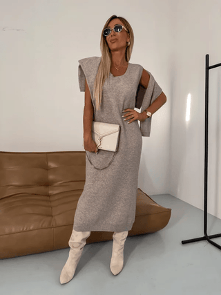 Nella - Warmes Kleid - Rollkragenpullover - Sets - Beige - Müller Mode