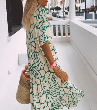 Nicole - Maxi - Kleid - V - Ausschnitt - Kleider - Grün - Müller Mode