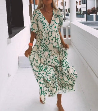 Nicole - Maxi - Kleid - V - Ausschnitt - Kleider - Grün - Müller Mode