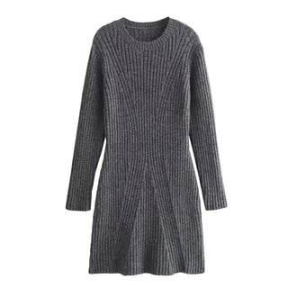 Nicole - Minikleid - Gerippt Hochkragen - Kleider - Dunkelgrau - Müller Mode