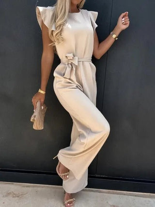 Nina - Eleganter Jumpsuit mit Rüschenärmeln - Sets - Aprikose - Müller Mode