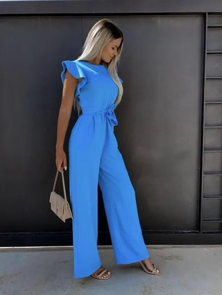 Nina - Eleganter Jumpsuit mit Rüschenärmeln - Sets - Blau - Müller Mode