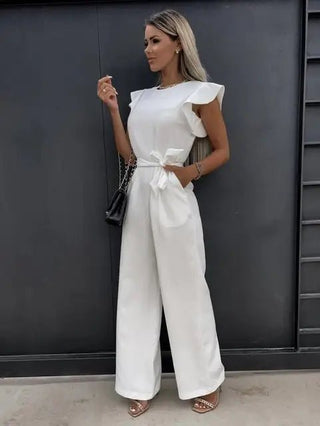Nina - Eleganter Jumpsuit mit Rüschenärmeln - Sets - Weiß - Müller Mode