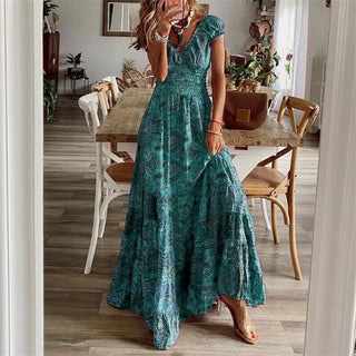 Noa - Boho - Kleid - Kurzärmelig - Kleider - Grün - Müller Mode