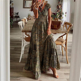 Noa - Boho - Kleid - Kurzärmelig - Kleider - Kaffee - Müller Mode