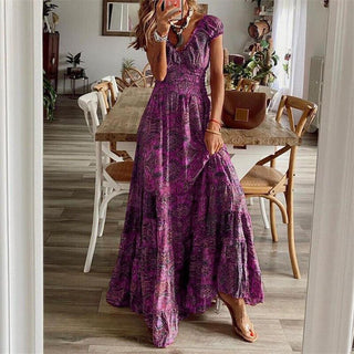 Noa - Boho - Kleid - Kurzärmelig - Kleider - Lila - Müller Mode