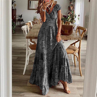 Noa - Boho - Kleid - Kurzärmelig - Kleider - Kaffee - Müller Mode
