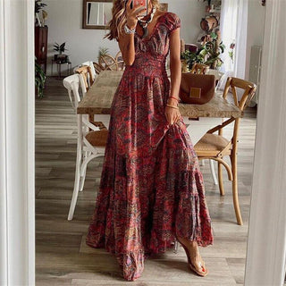 Noa - Boho - Kleid - Kurzärmelig - Kleider - Rot - Müller Mode