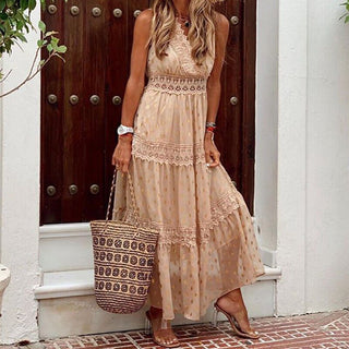 Noa - Spitzen - Maxikleid - Boho Chic - Kleider - Khaki - Müller Mode