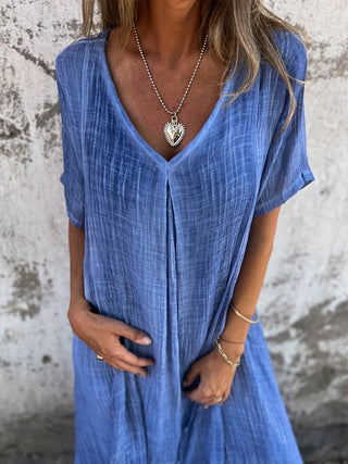 Norah - Midikleid - V - Ausschnitt - Kleider - Blau - Müller Mode