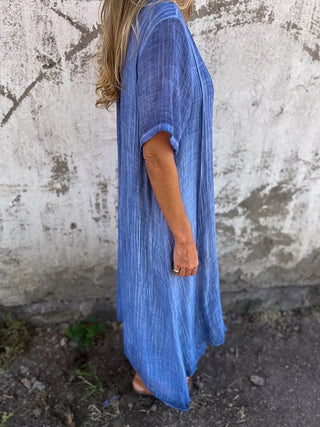 Norah - Midikleid - V - Ausschnitt - Kleider - Blau - Müller Mode