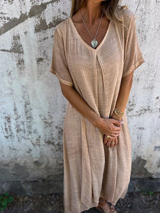Norah - Midikleid - V - Ausschnitt - Kleider - Aprikose - Müller Mode