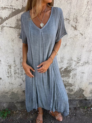 Norah - Midikleid - V - Ausschnitt - Kleider - Grau - Müller Mode