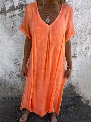Norah - Midikleid - V - Ausschnitt - Kleider - Orange - Müller Mode