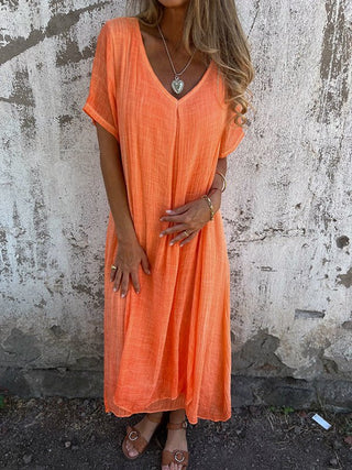 Norah - Midikleid - V - Ausschnitt - Kleider - Orange - Müller Mode