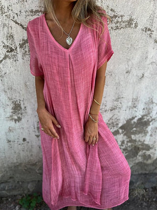 Norah - Midikleid - V - Ausschnitt - Kleider - Rosa - Müller Mode