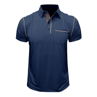 Norbert Polo mit Kontrasten und Brusttasche - Polos - Marineblau - Müller Mode