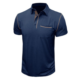 Norbert Polo mit Kontrasten und Brusttasche - Polos - Marineblau - Müller Mode