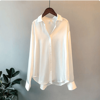 Nympha Fließende Langärmelige Bluse - Bluse - Ice Weiß - Müller Mode